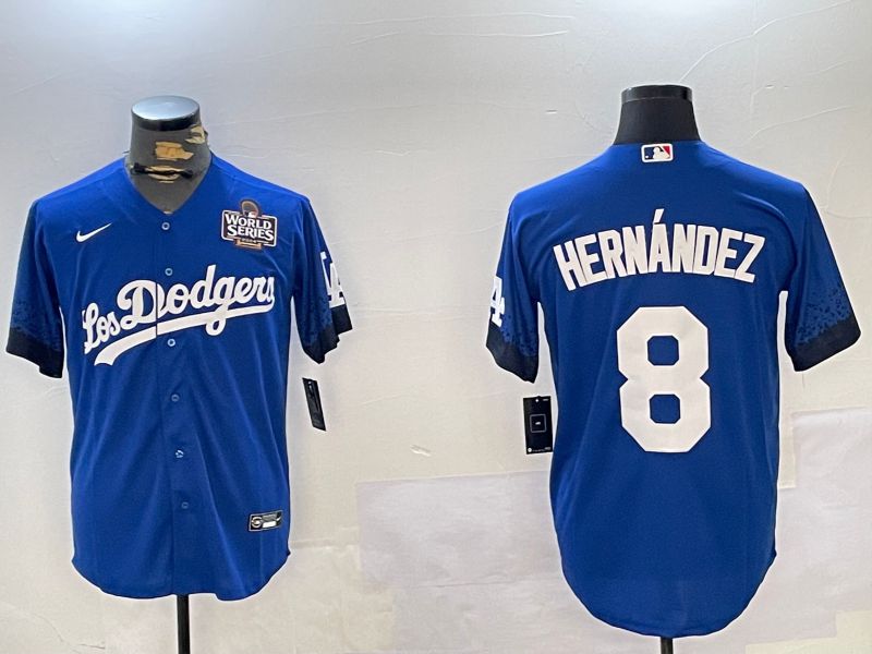 Men Los Angeles Dodgers #8 Hernandez Blue Game 2024 Nike MLB Jersey style 11212